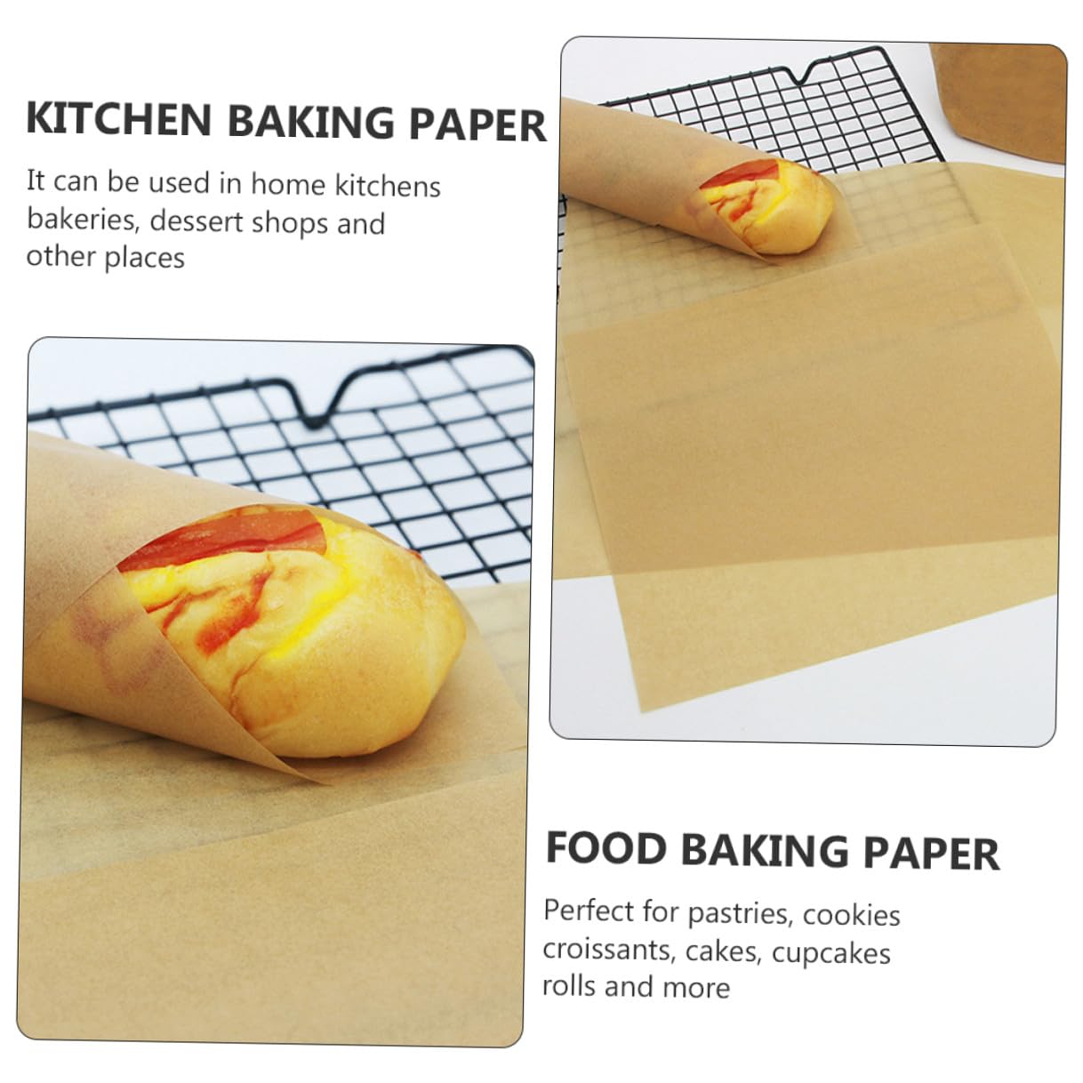 Cabilock Carta da Forno per Alimenti in Carta Kraft Naturale 30x40 Cm Resistente Alte Temperature per Cucina, Ristoranti e Barbecue, Confezione 100 Pezzi per Teglie da Forno Antiaderente