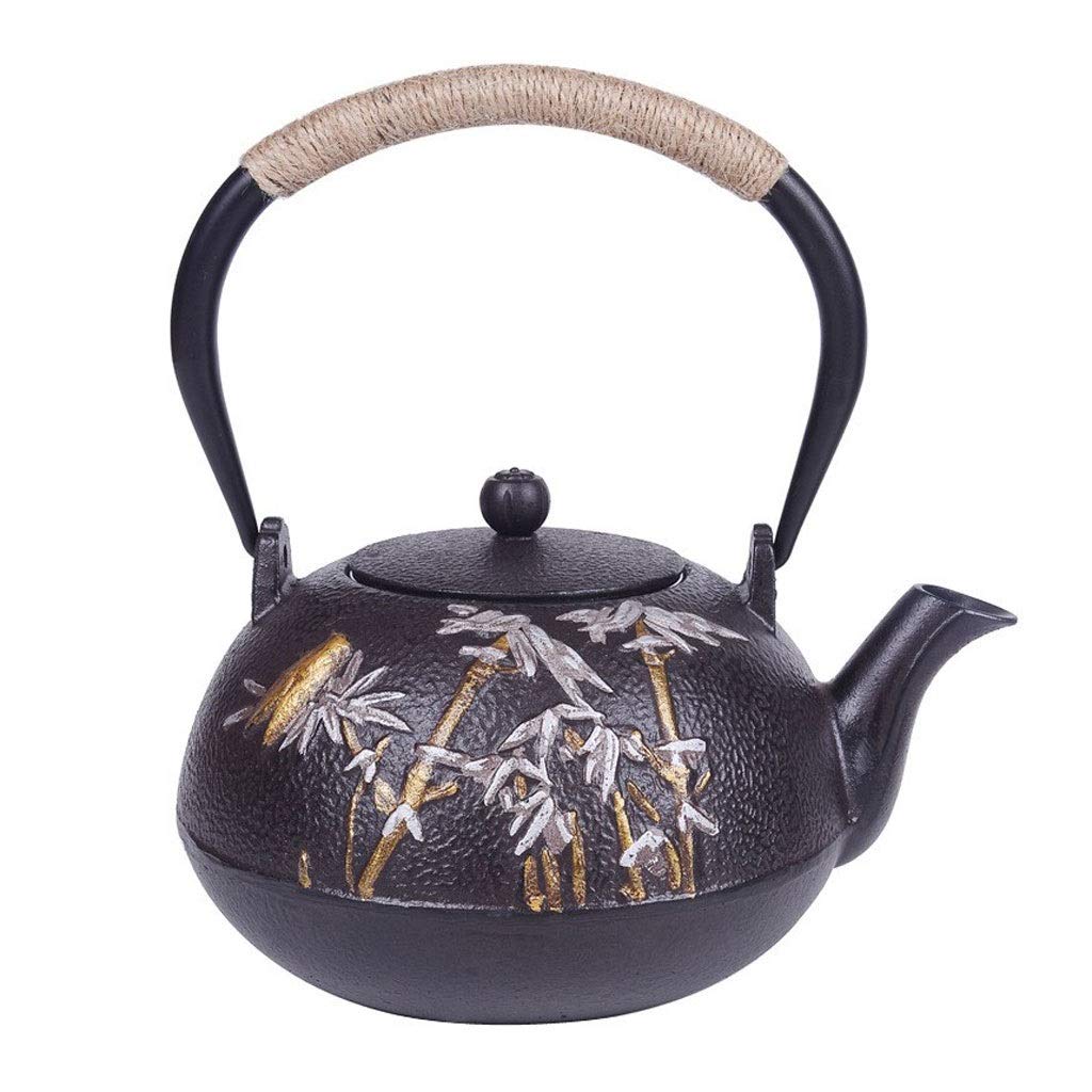 TYUHDUYUR Classic Tea Kettle, Cast Iron Teapot,1200 ML Old Dutch Enamel Craft Japanese Cast Iron Tea Kettle with Stainless Steel Infuser Strainer, Enamel-Coated Interior