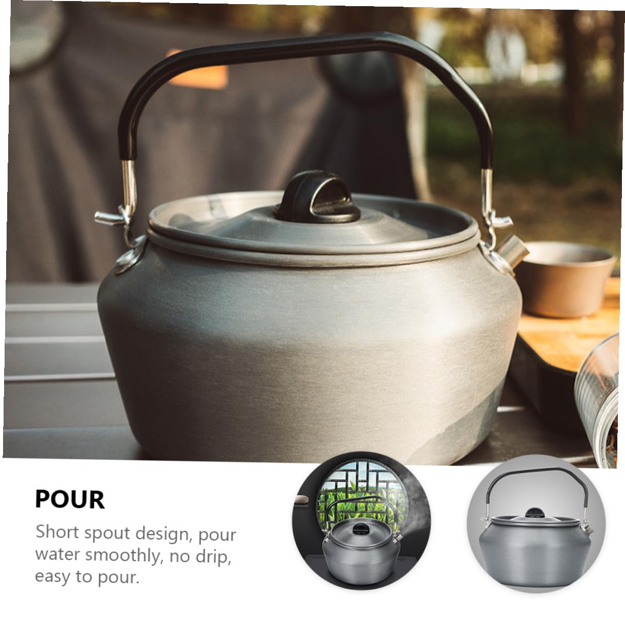 Hervidor de Camping Portátil 1.2l 1.5l Acero Inoxidable