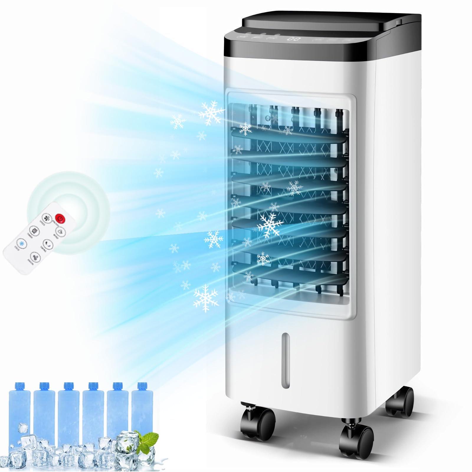 Portable Air Conditioners,Fast Cooling Evaporative Air Cooler,Fan Humidifier with LED Display & Remote Control,3-IN-1 AC with 120° Oscillation/3 Speeds&Cool Modes/Timer for Office,Bedroom,Living Room