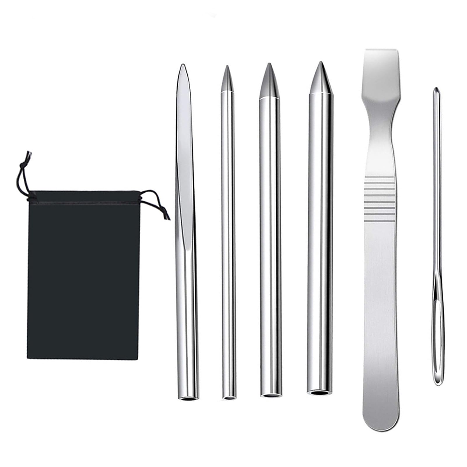 6PCS Paracord Needle Set - Paracord FID Tools - Stainless Steel Sewing Needles - DIY Bracelet Splicing Kit - Lacing Weaving Decoration (Silver)