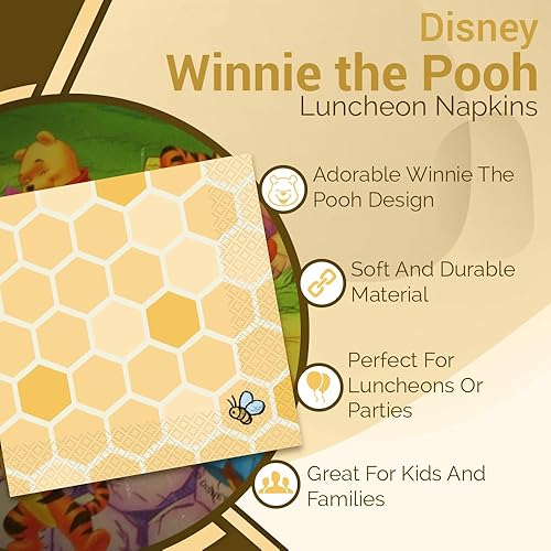 Miniatura 5 de Unique Disney Winnie the Pooh - Servilletas de almuerzo (paquete de 16), perfectas para celebraciones mágicas y fiestas temáticas