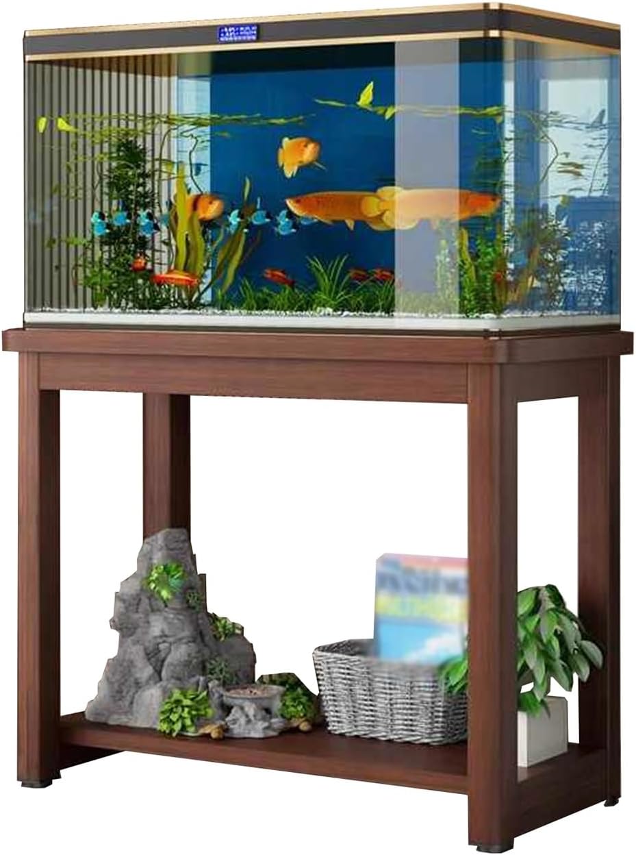 Vibeo Solid Wood Fish Tank Stand, Aquarium Stand with Plant Shelf, 5 10 15 20 30 40 Gallon Fish Tank Table, Reptile Tank Rack for Home Office(ligjt Grey,60x30cm(23 5/8" x11 3/4"))