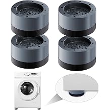 4PCS Universal Anti-Vibration Pads for Washing Machine, Dryer, Dishwasher - Non-Slip Rubber Feet Pads, Shock Absorber, Anti-Walk Mat, Noise Reduction, Stabilizer Gray Resin Fiber & TPU Rubber