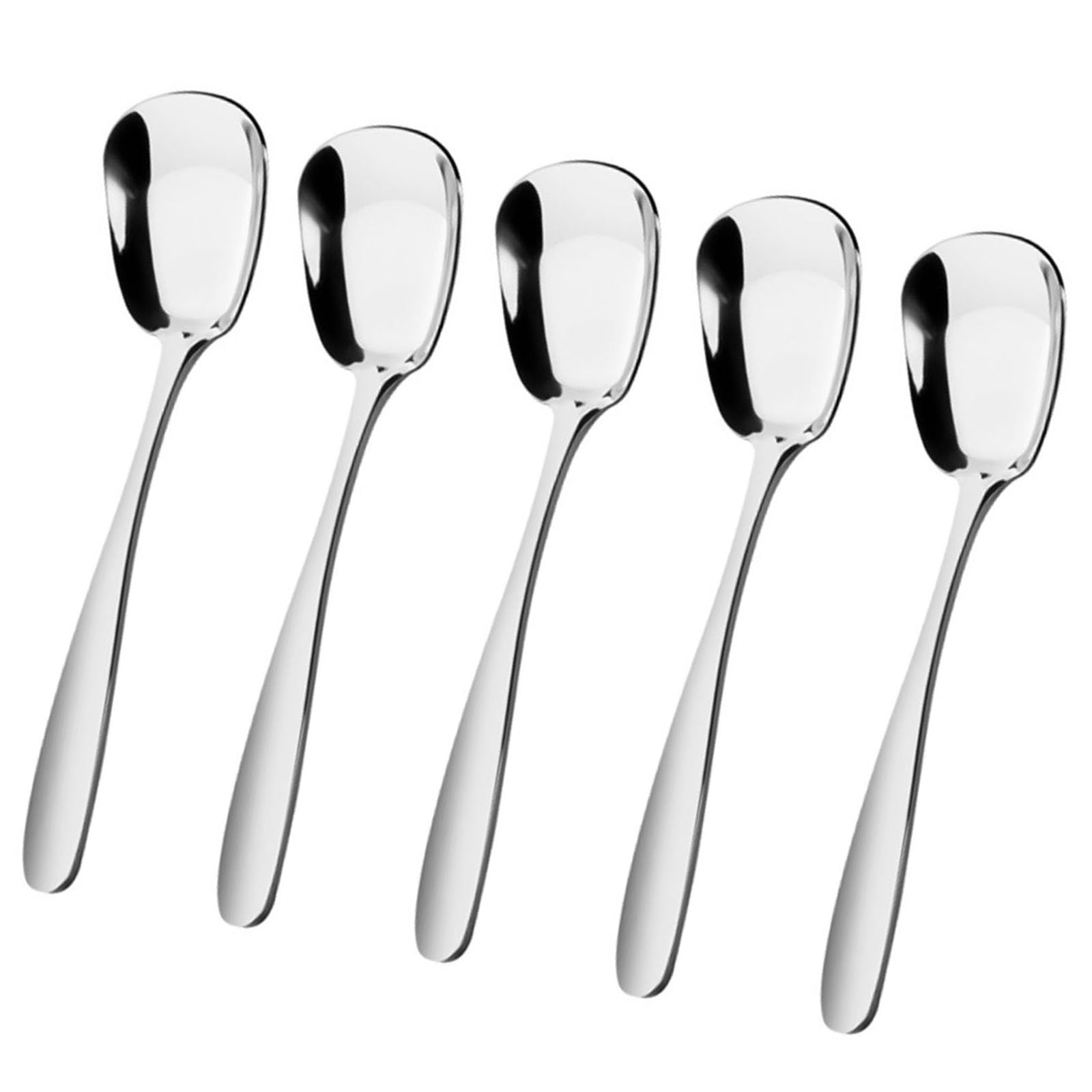5Pcs Multifunctional Square Head Spoons Stainless Steel Kitchen Spoons With Square Head For Daily Meals