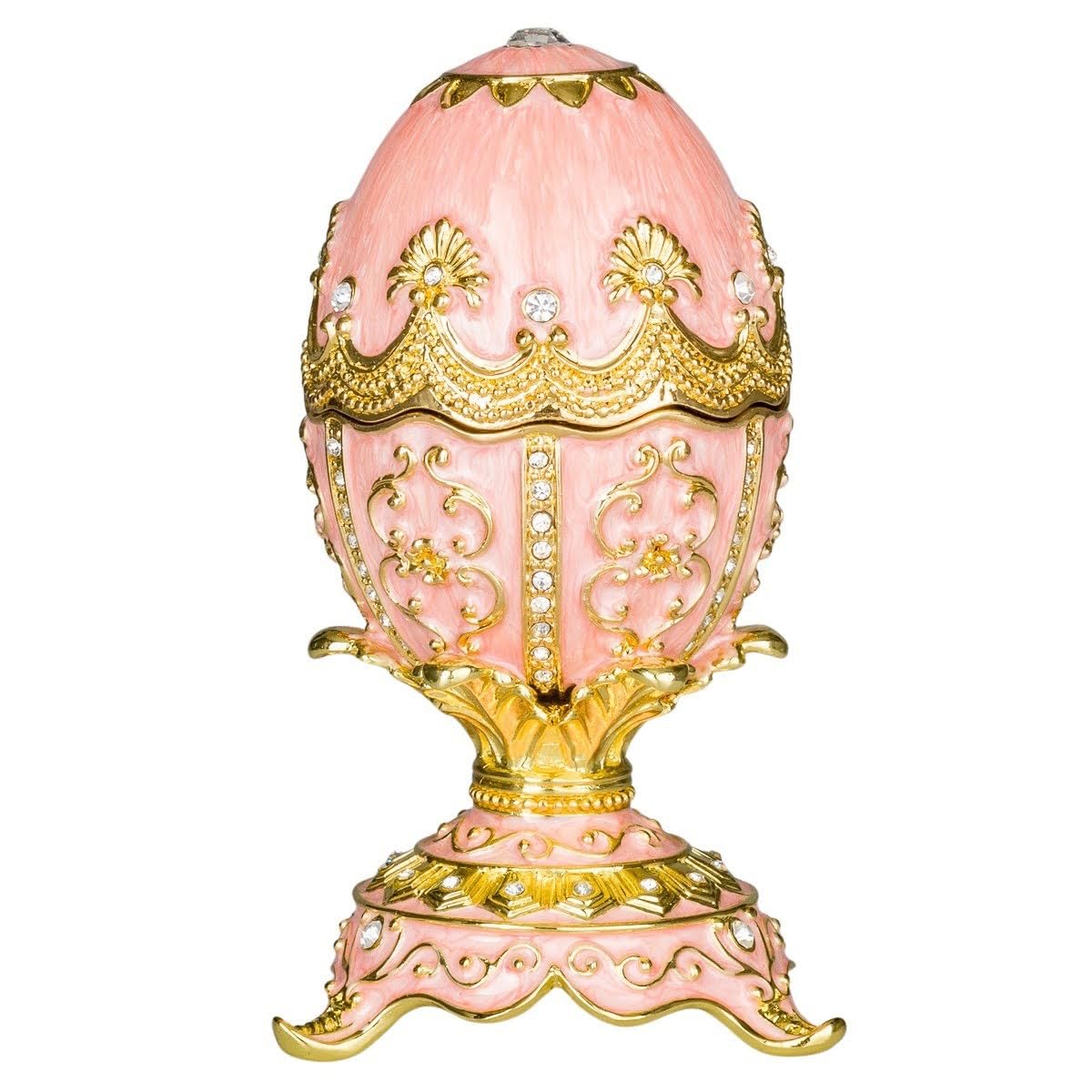 danila-souvenirs Huevo al estilo Fabergé caja de joyería musical con figura de hada 12,5 cm rosa