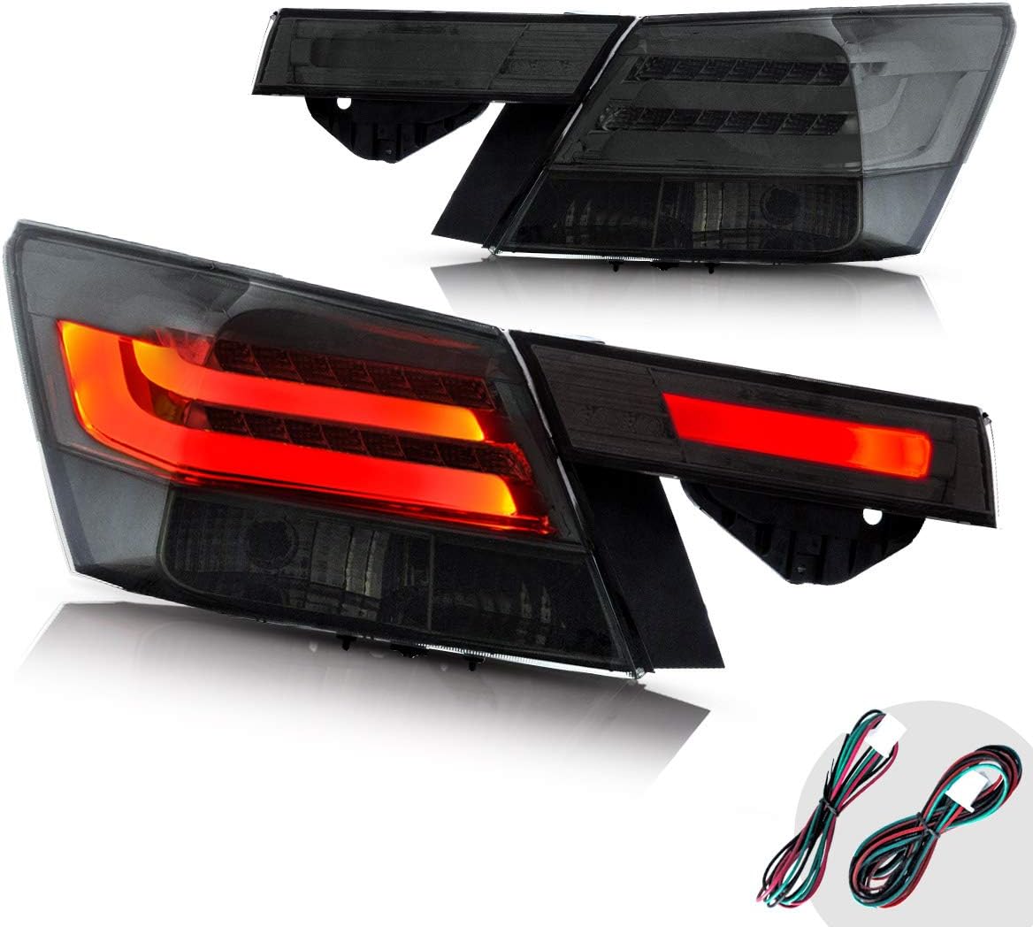 VLAND LED Tail Lights Assembly for Honda Inspire JDM 2008 2009 2010 2012 Only, (NOT for Coupe & Accord Sedan LX, LX-P, EXL, EX6), Driver & Passenger Sides (4 PICES), Smoked Lens