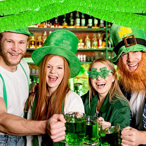 Image of 6 Pack 10 Feet Foil Fringe Garland Metallic Tinsel Streamers Banner Wall Hanging Backdrop Banner for Parade Floats Mardi Gras Party Decorations(Green)