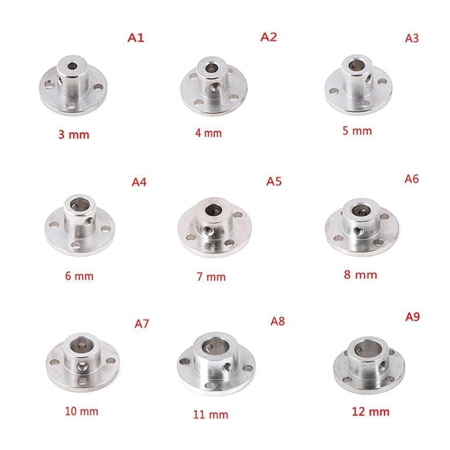 Flanschkupplung, 9 PCS DIY Modell Zubehör Hohe Härte Metall Flansch Welle Kupplung Kupplung Motor Guide Welle Achse Lager Armaturen(3mm)