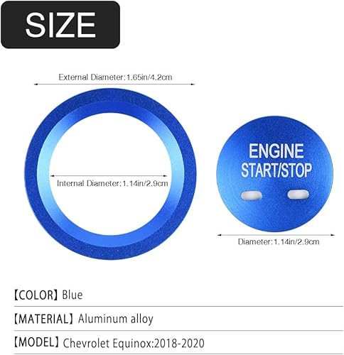 Miniatura 3 de CARFIB Calcomanías de botón de encendido para Chevrolet Chevy Equinox Malibu Sonic Traverse Trax, accesorios de calcomanías de arranque para tapas,