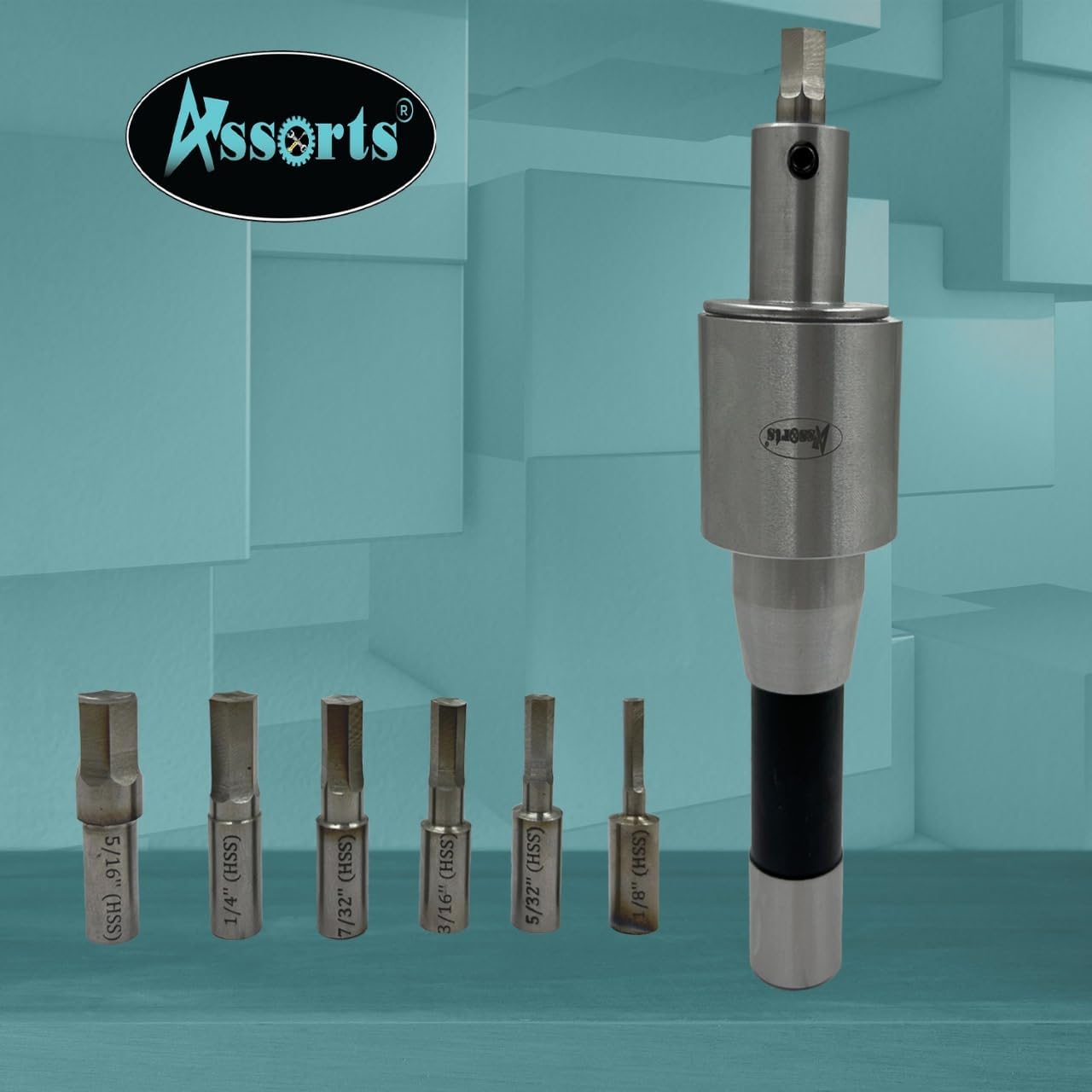 Precision Rotary Broach – R8 Shank (7/16" UNF) with HSS Hex Punches – CNC, Lathe, Milling & Drilling Compatible (Imperial)