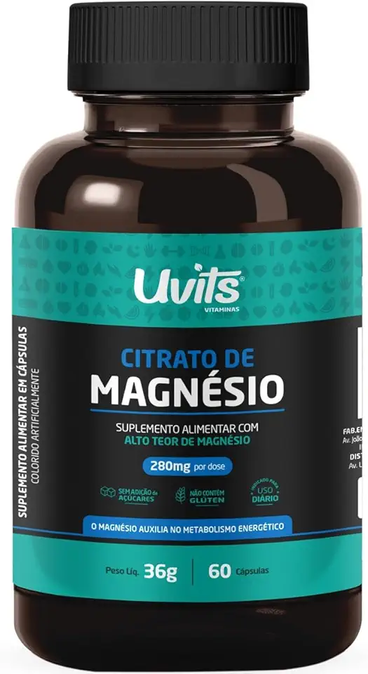 Citrato de Magnésio 280mg 60 Cápsulas - Uvits