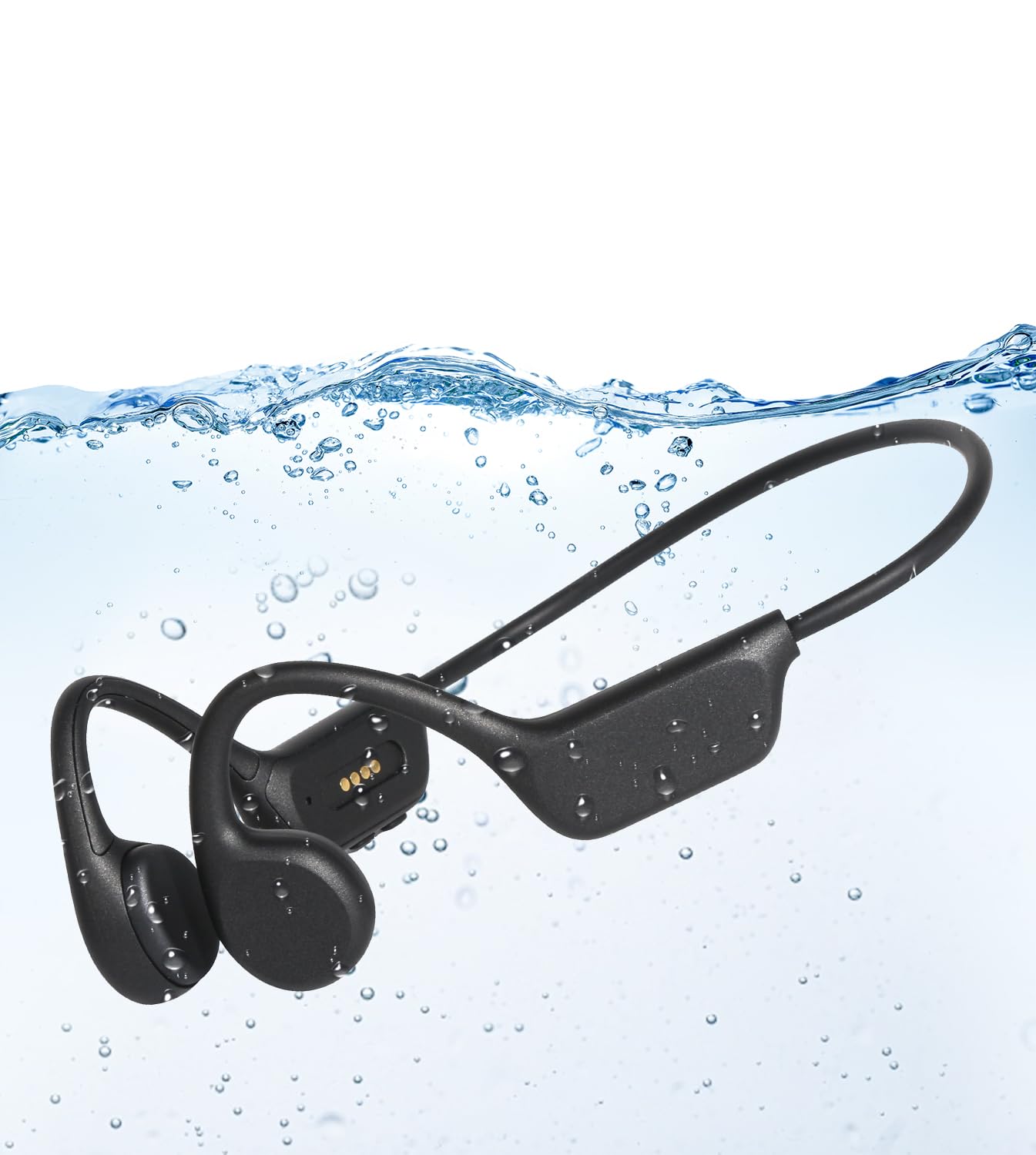 Miulloeib Swimming Headphones, IPX8 Waterproof Bone Conduction Headphones, 32G Memory Sports Headphone, Open Ear Bluetooth 5.4 Underwater Headphone