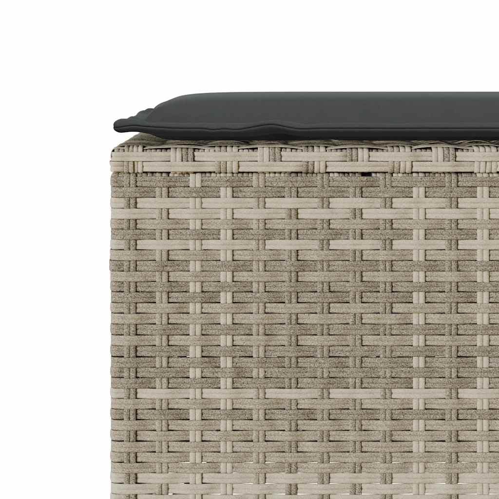 vidaXL Gartenbank mit Kissen Hellgrau 110x30x40,5 cm Poly Rattan, Terrassenbank, Außenbank, Garten Sitzbank, Outdoor Bank, Sitzbank, Sitzbank Terrasse