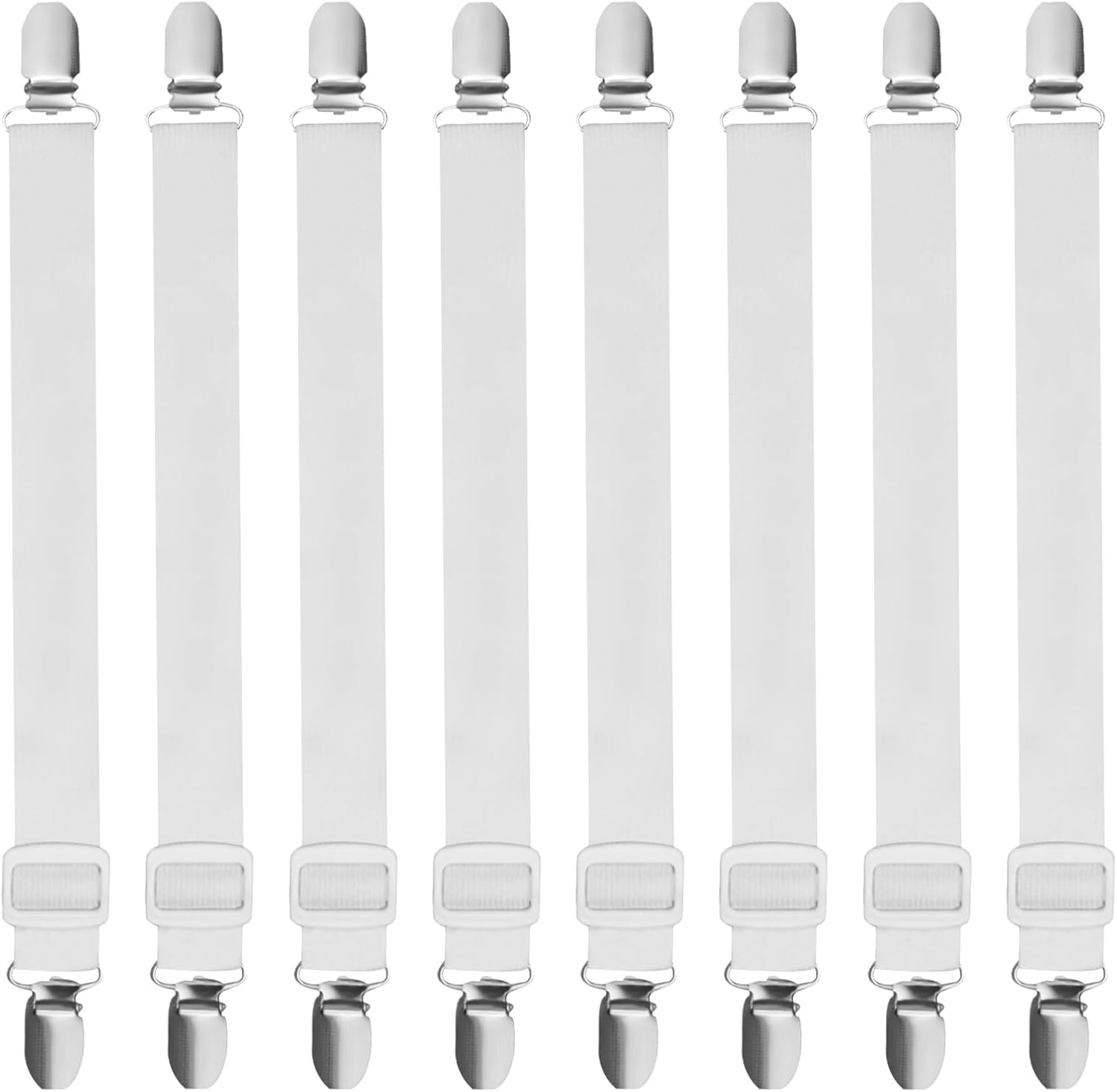 8PCS Bed Sheet Clips Adjustable Bed Sheet Straps Fasteners from 50cm to180cm Elastic Fitted Sheet Straps Clips Grippers and Mattress Straps for Bedding Mattress Covers Bed Sheets Sofa Cushion