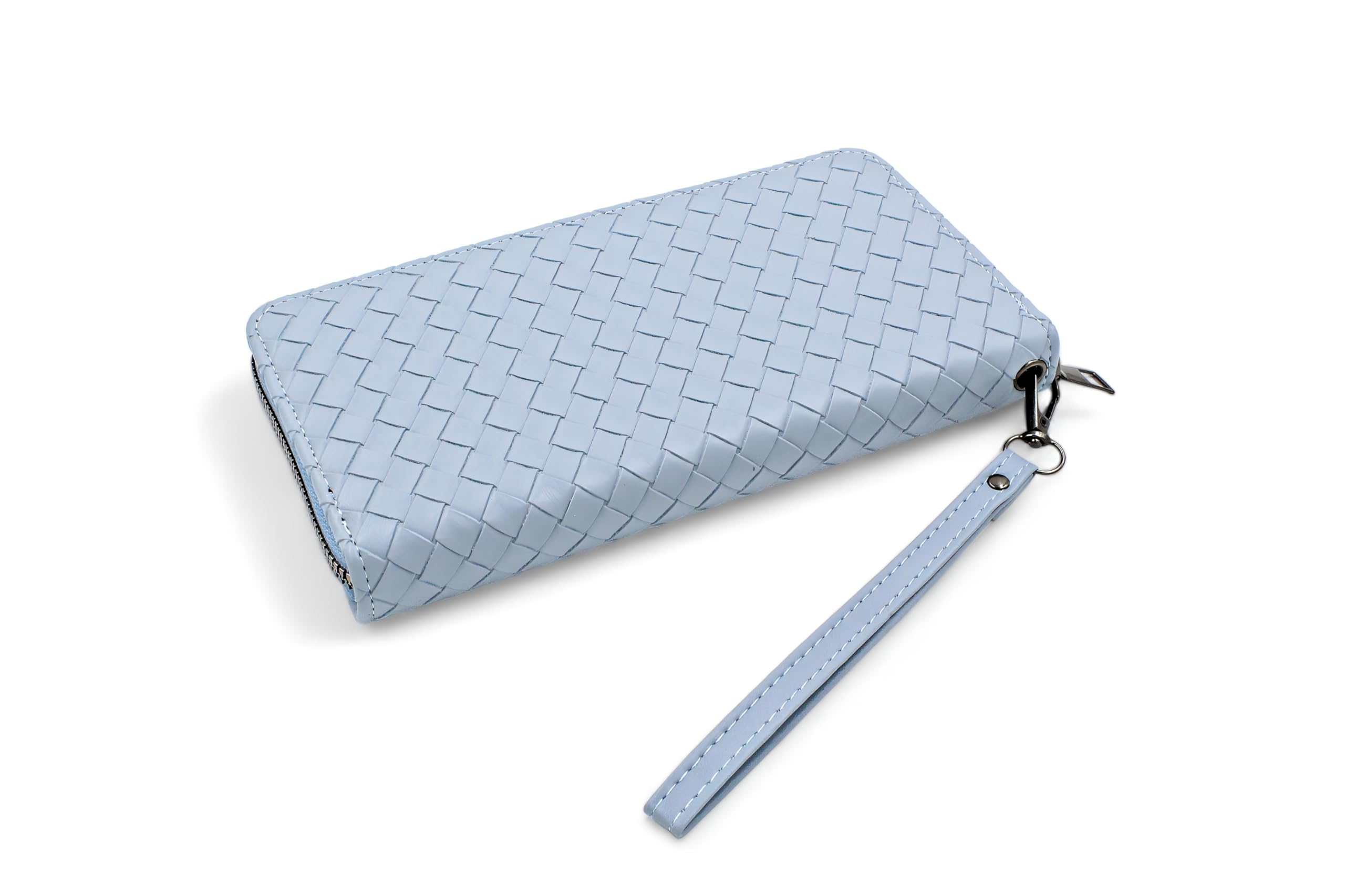 EERA Elegant Womens Clutch Wallet with Wrist Strap, Card Slots, Cruelty-Free (Blue) (B0D9125461) Amazon Price History, Amazon Price Tracker