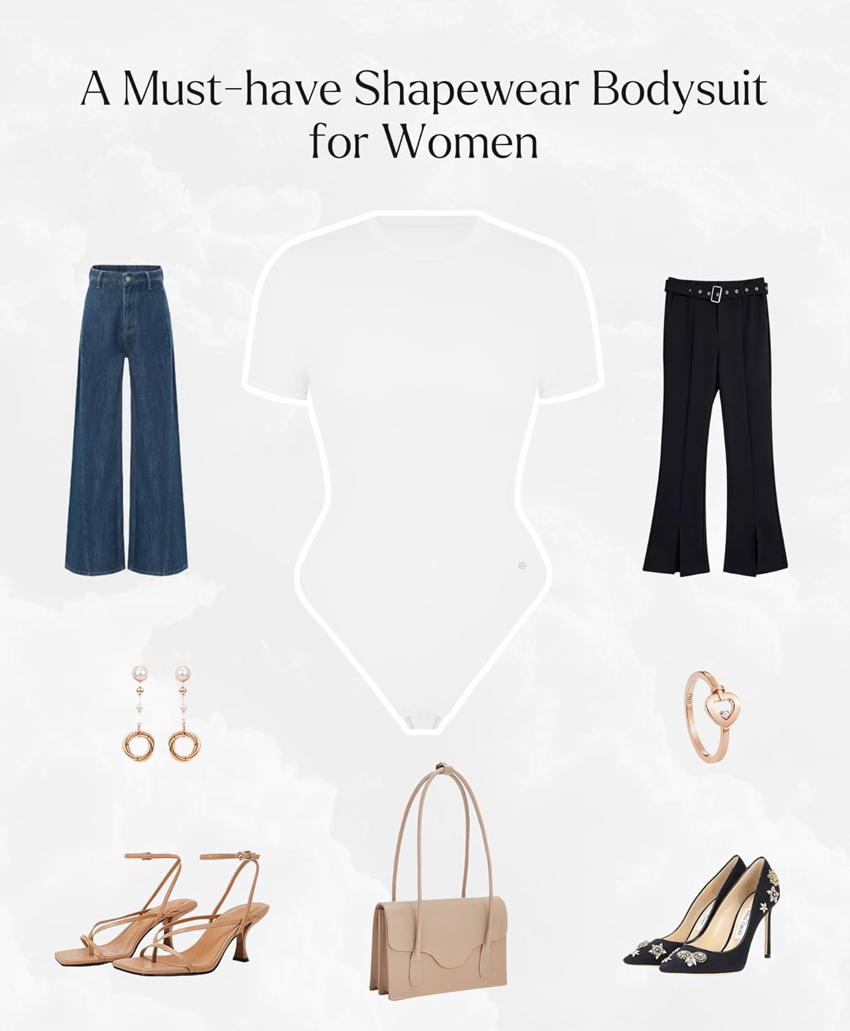 Popilush Bodysuits for Women Short Sleeve Round Neck Casual Basic T Shirt Thong Body Suits Top - Image 6