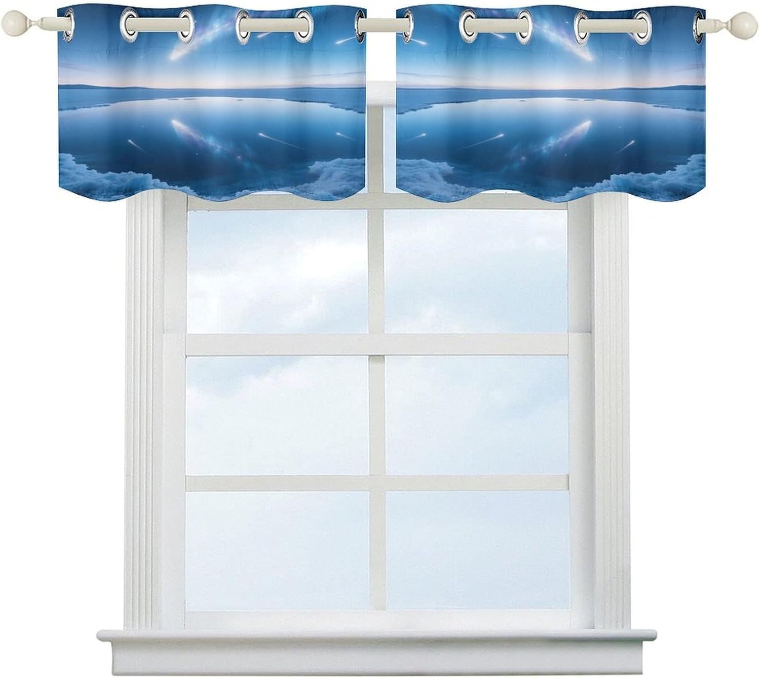 Mirror Lake Meteor Shower Short Window Valance Kitchen Valances