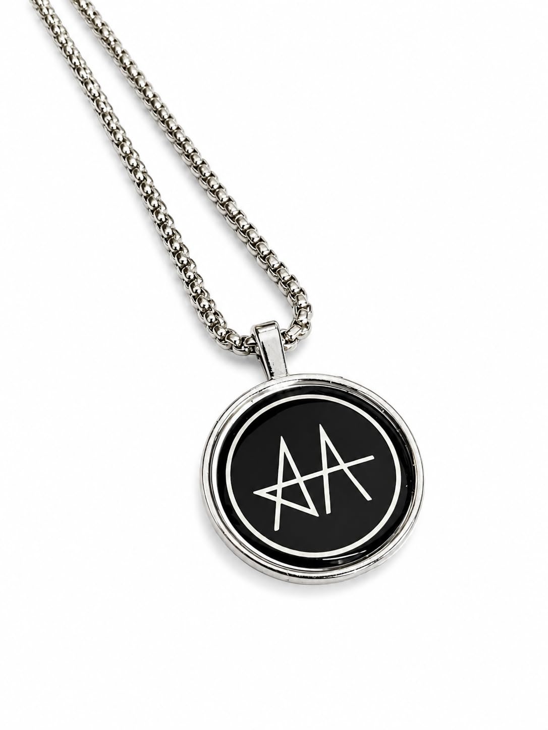 AA Initial Letter Pendant Necklace for Men & Boys | Alphabet Pendant with Chain | Round Black Letter Charm Necklace | Personalized Fashion Jewelry for Daily Wear, Casual & Party Use-picture-10