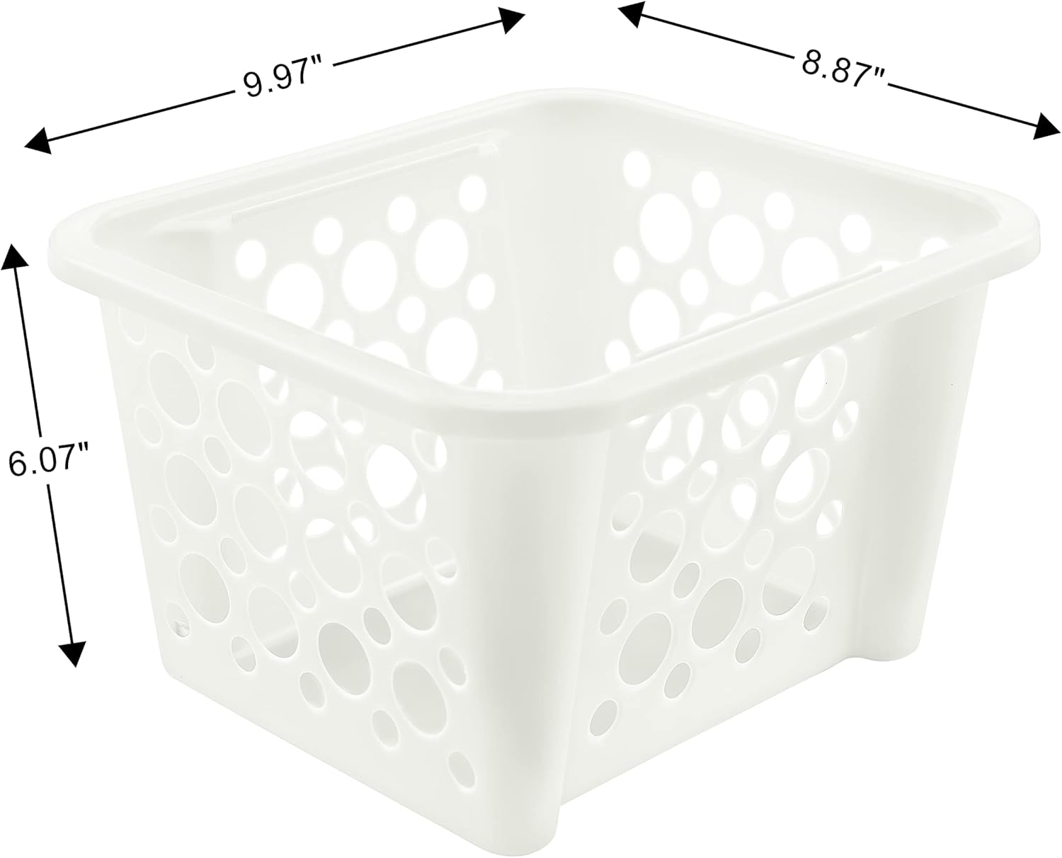Small Stackable White Storage Containers with Open Tops, 4 Pack, Great Organizing Bins for Kitchen Pantry, Closet, Bedroom, and Bathroom Storage, 10” x 8.9” x 6.1”