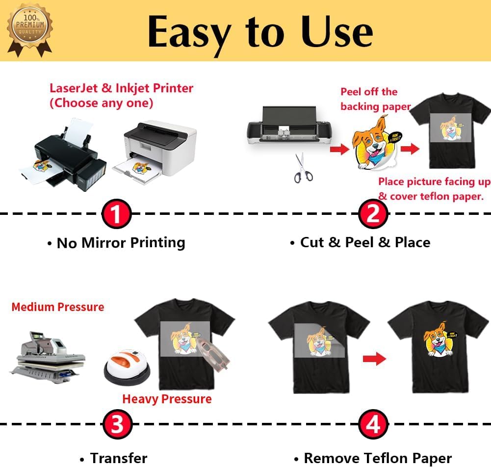 TransOurDream Bundle - Iron on Heat Transfer Paper for Dark and Light T Shirts (Dark 3.0 10 Sheets & Light 3.0 10 Sheets, 8.5x11) Printable HTV Vinyl for Inkjet & Laserjet Printer