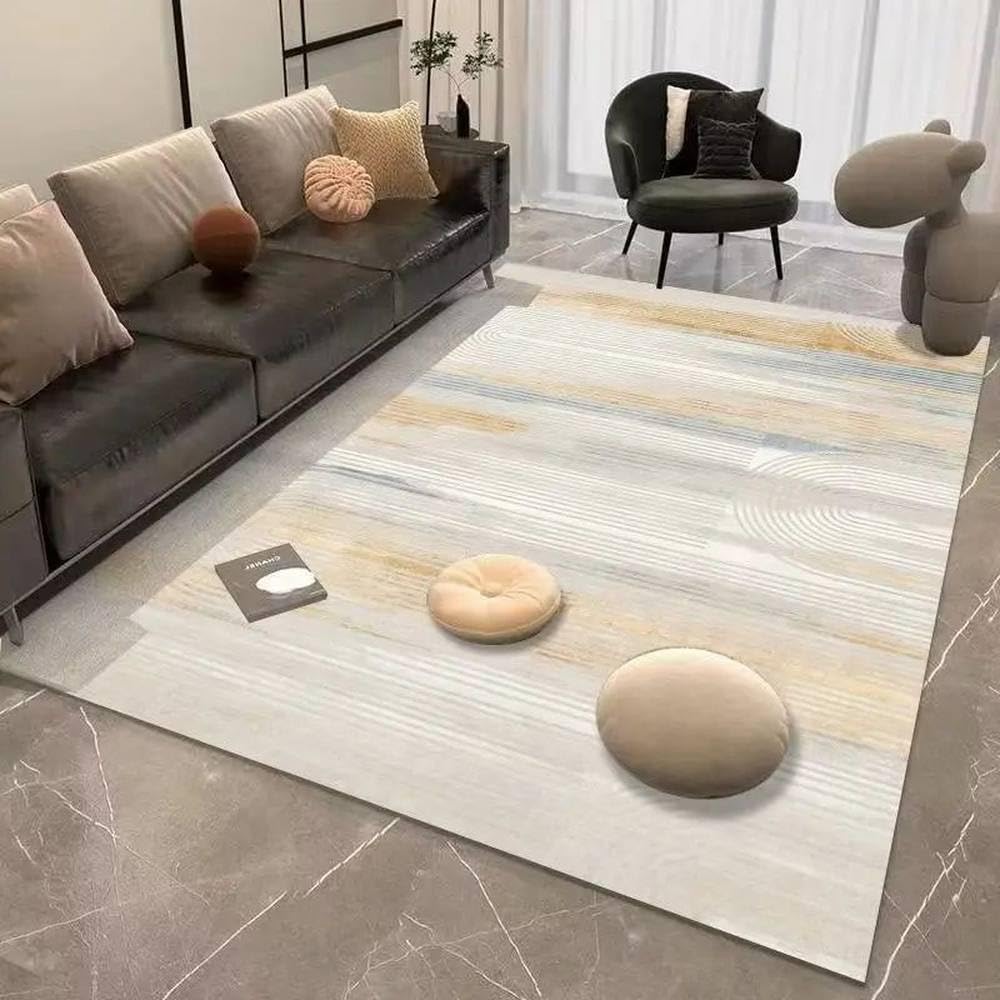 Tapis de salon abstrait doré 60x90cm en flanelle chic