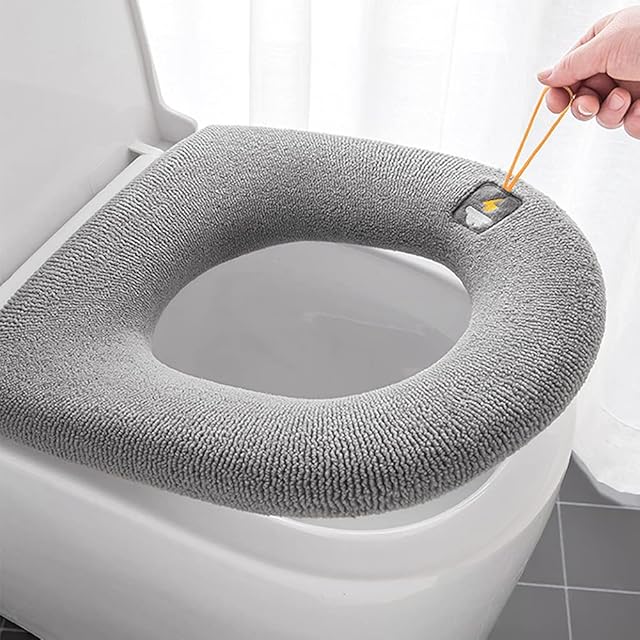 Fiacvrs 2 Pcs/Pack Soft Bathroom Toilet Cushion,Warmer Cushion Toilet Seat Pad,Toilet Seat Cover Cushion,Toilet Seats,Toilet Seat Cover Pads,Toilet Seat Cushion Reusable Washable(Dark Grey)