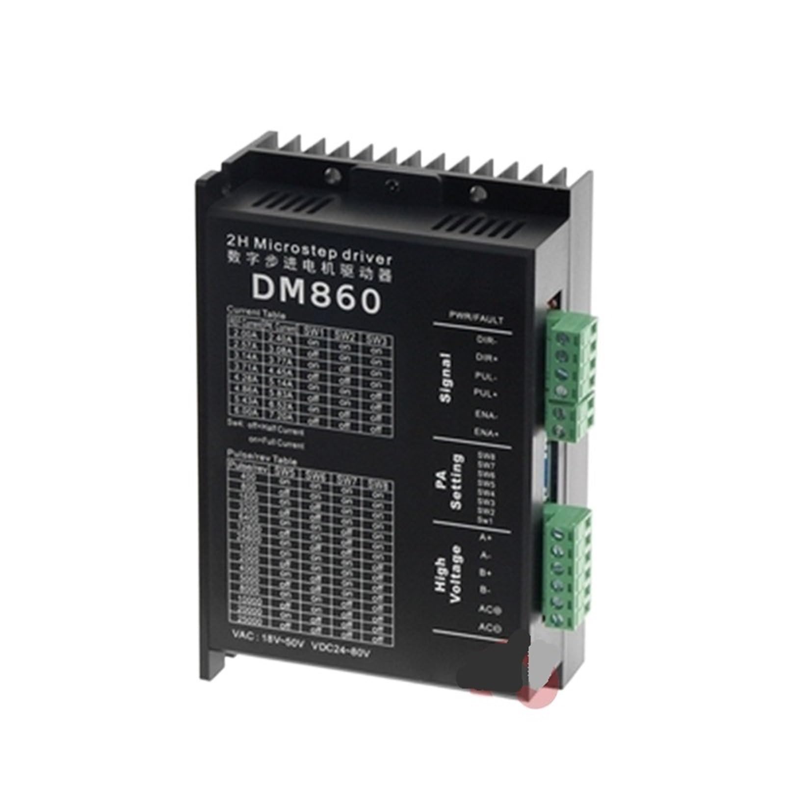 Sterownik silnika krokowego DM860 128 podpodział 7.2A 20V-80V DC, dwufazowy sterownik do części zamiennych drukarki CNC