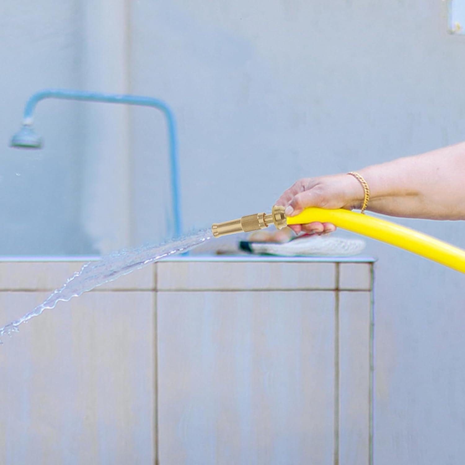 Brass Adjustable Hose Nozzle for Car Wash and Patio Cleaning