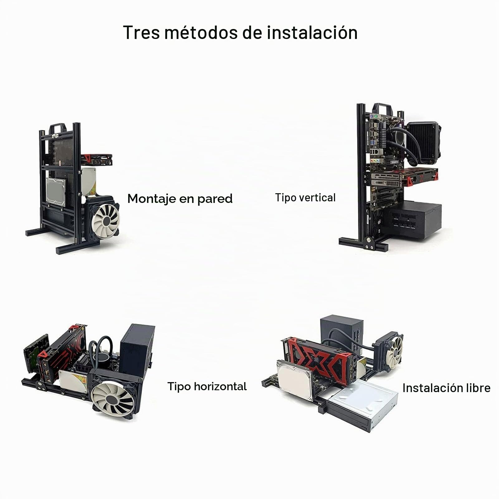 Chasis Abierto ITX, Banco de Pruebas de Bastidor de Chasis con Marco de Aluminio Abierto Vertical, Bastidor de Caja de Placa Base de Computadora DIY para Placas Base