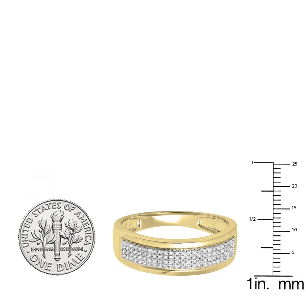 Dazzlingrock Collection Anillo de boda de oro macizo de 14 quilates con diamante blanco redondo de 0,40 quilates para hombre, 11, Oro amarillo Diamante blanco., Diamante blanco