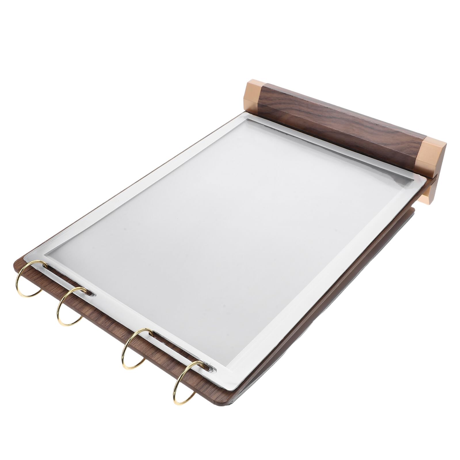 Beaupretty Expositor de Menús de Madera de Nogal para Pubs y Restaurantes Fácil de Cambiar Páginas Base de Madera Soporte de Escritorio Abatible