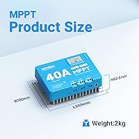 Vista 3 de Redodo Controlador de carga solar de entrada de 40 amperios MPPT 12V/24V DC con módulo Bluetooth incorporado, pantalla LCD ajustable de parámetros