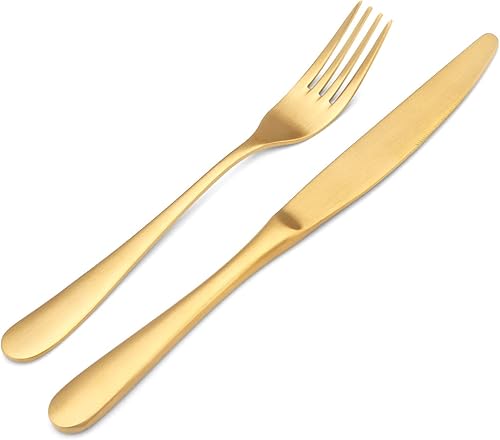 Miniatura 3 de Bysta - Juego de cubiertos de acero inoxidable de 20 piezas, color dorado mate, juego de utensilios de cocina para 4, juego de cubiertos para el