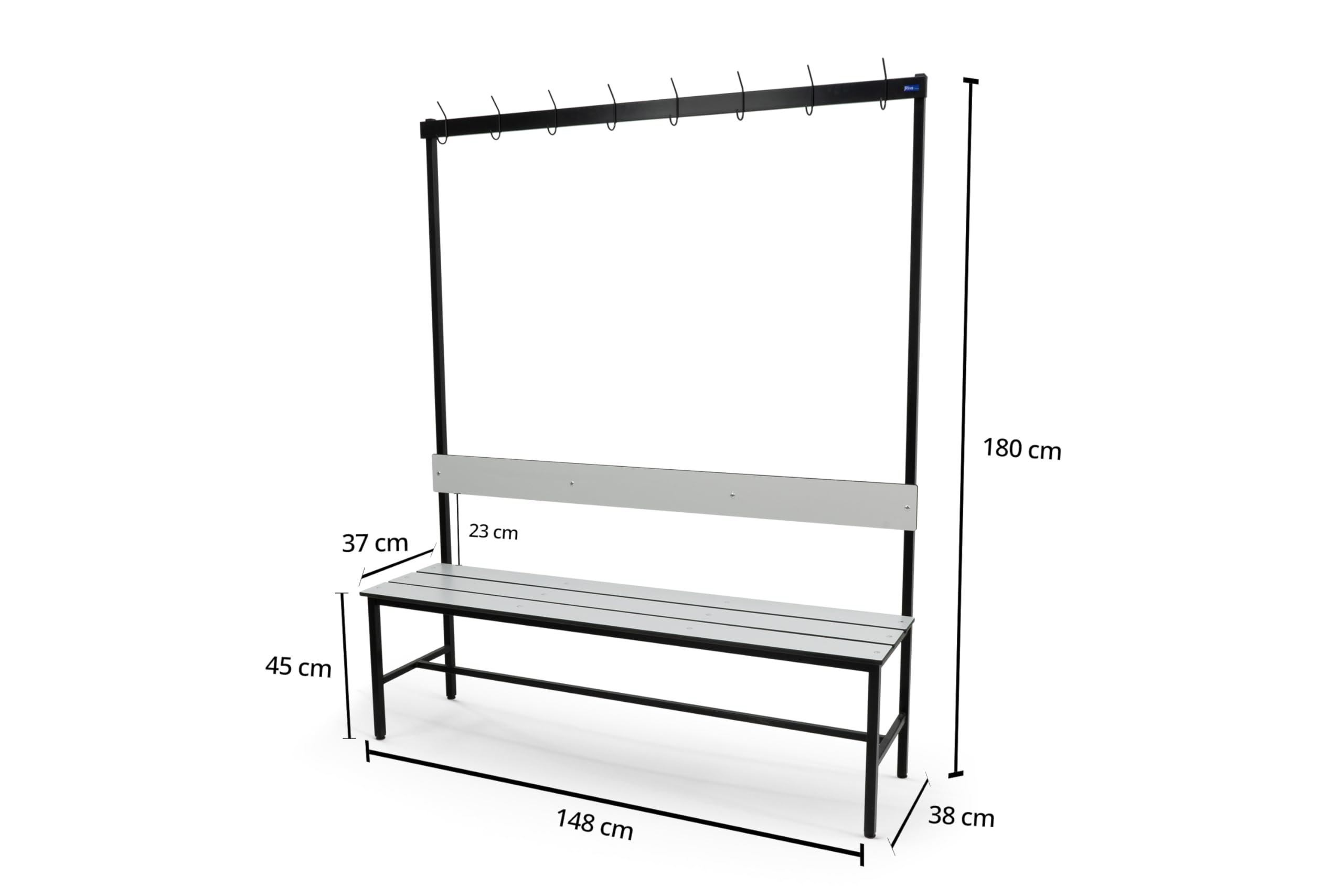 Pack 2 Banco Vestuario Fenólico 1500x370x1800mm con Perchero Riva