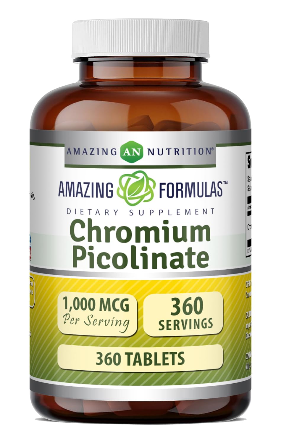 Amazing Formulas Chromium Picolinate 1000 Mcg | Tablets Supplement | Non-GMO | Gluten-Free | Made in USA (360 Count, 1 Pack) 1 Pack 180 Count (Pack of 2)