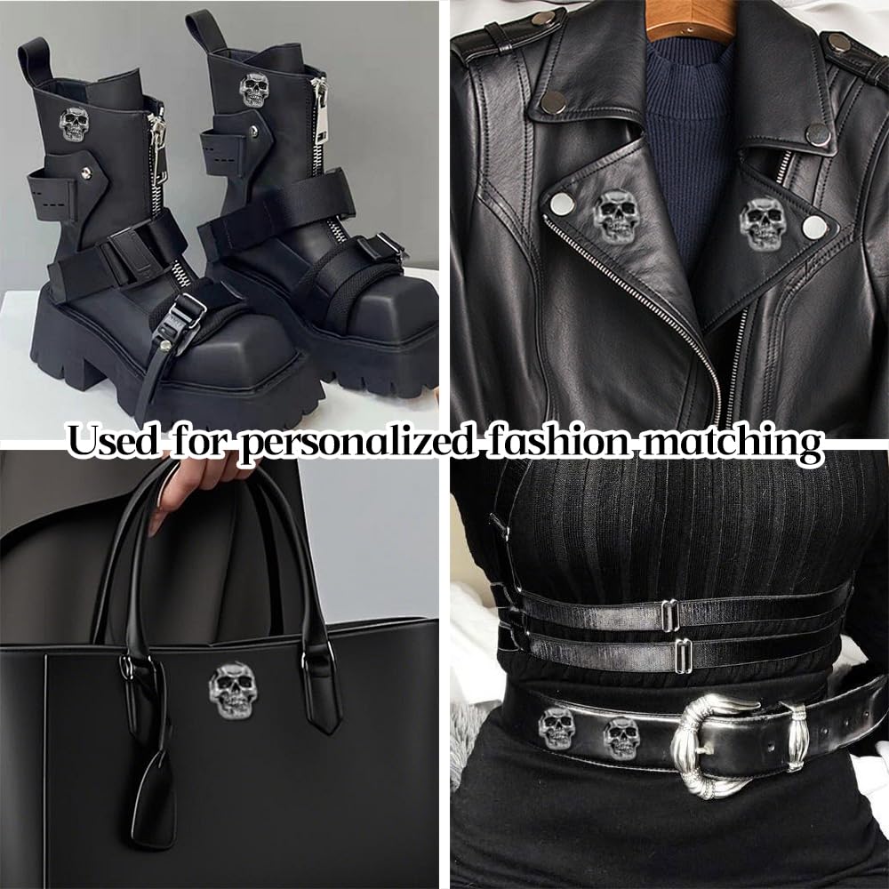 Borchie Teschio con Vite di Fissaggio 12 Pezzi Cranio Tappo Vite Borchie Punk Decorare il Cuoio Fai Da Te Bottone Teschio per Borsa Vestiti Scarpe