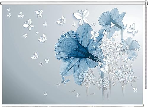 HEPPPP Persianas enrollables de estilo francés con patrón de flores azules persianas enrollables 100 opacas de 236in 315in 394in 472in 551in de