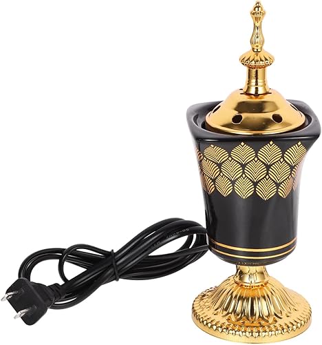 Quemador de incienso eléctrico Incensario de estilo de Oriente Medio para decoración del hogar, quemador de Bakhoor enchufable, soporte de incienso