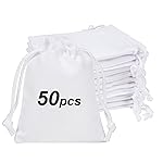 Shintop 50pcs Little velvet gift bags, 3x4inch White Jewelry Bags Drawstring Coin Pouches for Party Favor Small Business