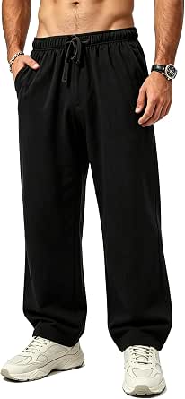Men's Straight Leg Lightweight Lounge Pants with Pockets