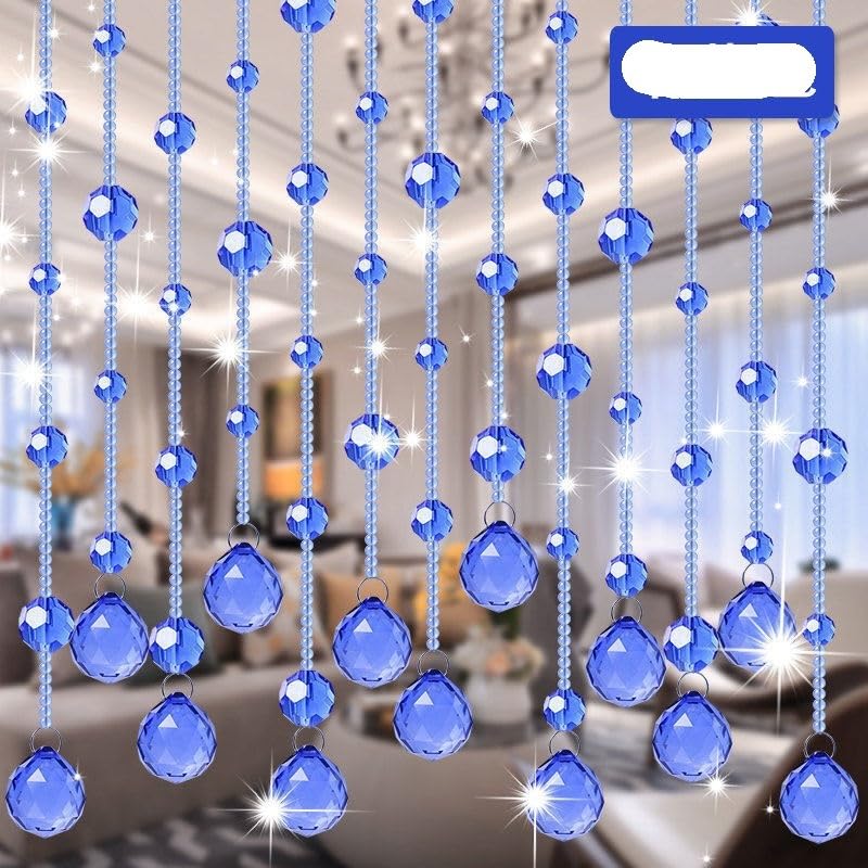 Rideau De Perles De Cristal Rideau de Ficelle Brillant en Perles de Verre Cristal for l'intérieur, for la décoration de Fond de Mariage de Luxe for la Maison(Champagne,0.5m Height 15 pc)