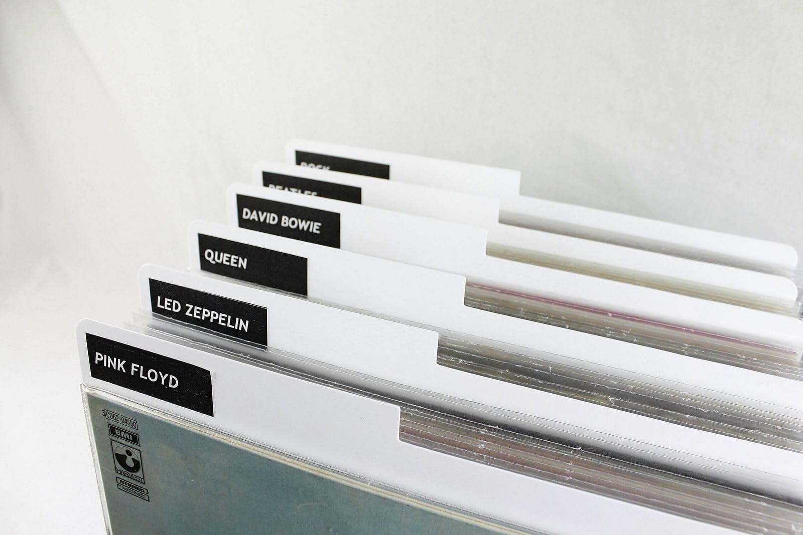 separatore divisore classificatore in PVC BIANCO con LINGUELLA per dischi in vinile formato LP 33 giri 12" Maxi Single (30)