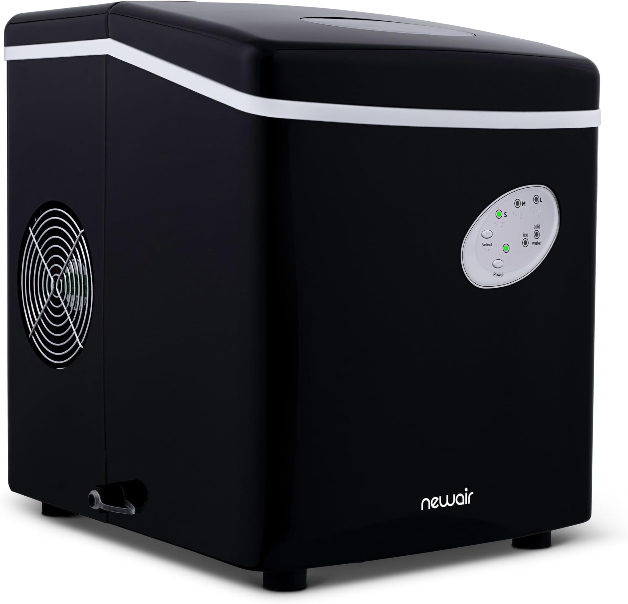 NewAir Counter Top Ice Maker Machine (Black), Compact Automatic Ice Maker, Cubes Ready in 6 Minutes, 28 Pounds in 24 Hours - Perfect for Home/Kitchen/Office/Bar
