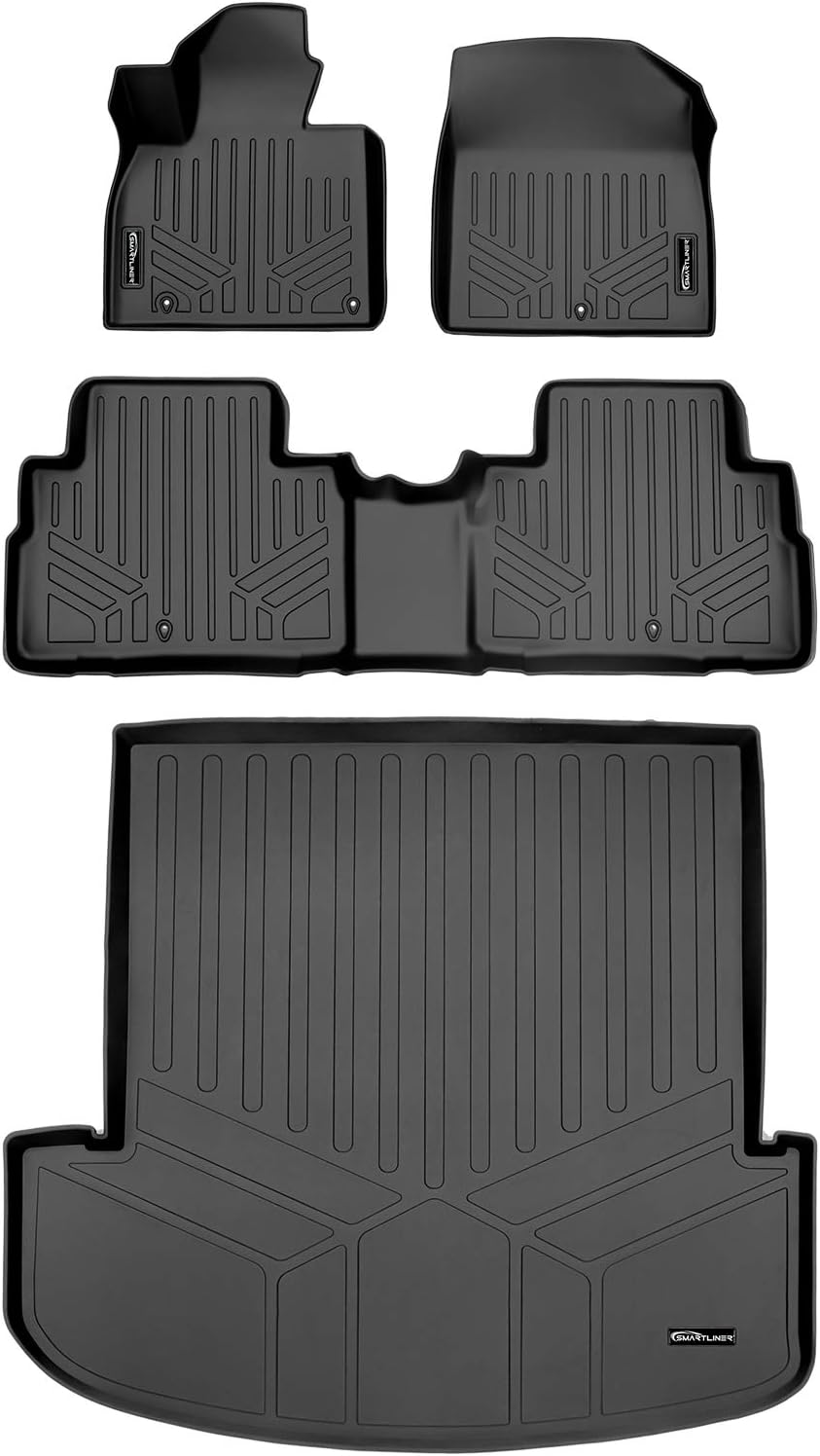 SMARTLINER All Weather Custom Fit 2 Row & Cargo Liner Behind The 2nd Row Floor Mat Liner Set Compatible with 2020-2025 Kia Telluride