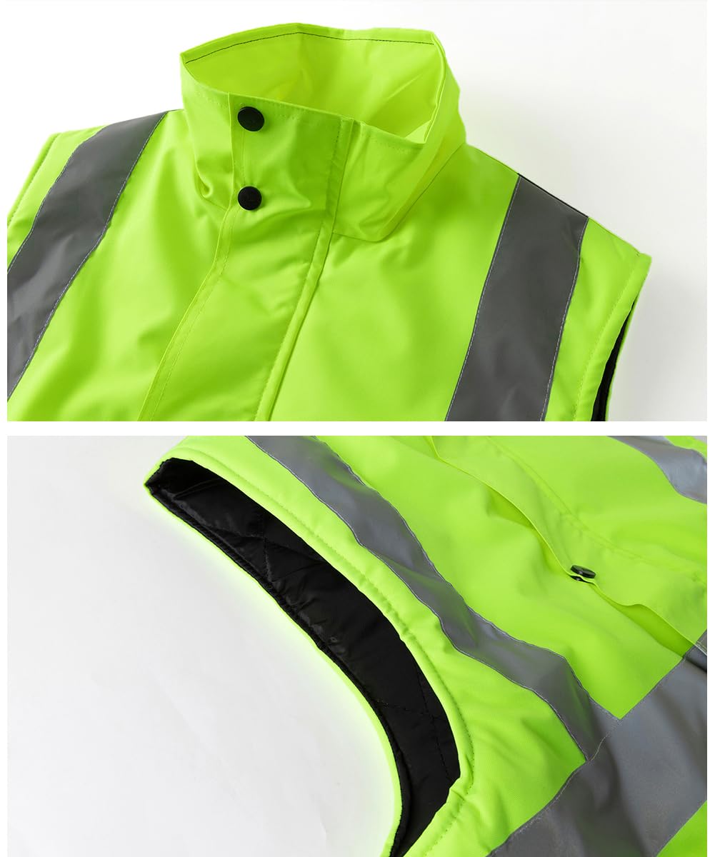 Gilet Imbottito di Sicurezza Riflettente da Uomo Gilet di Sicurezza ad alta visibilitá Invernale Giubbotto Smanicato Catarifrangente