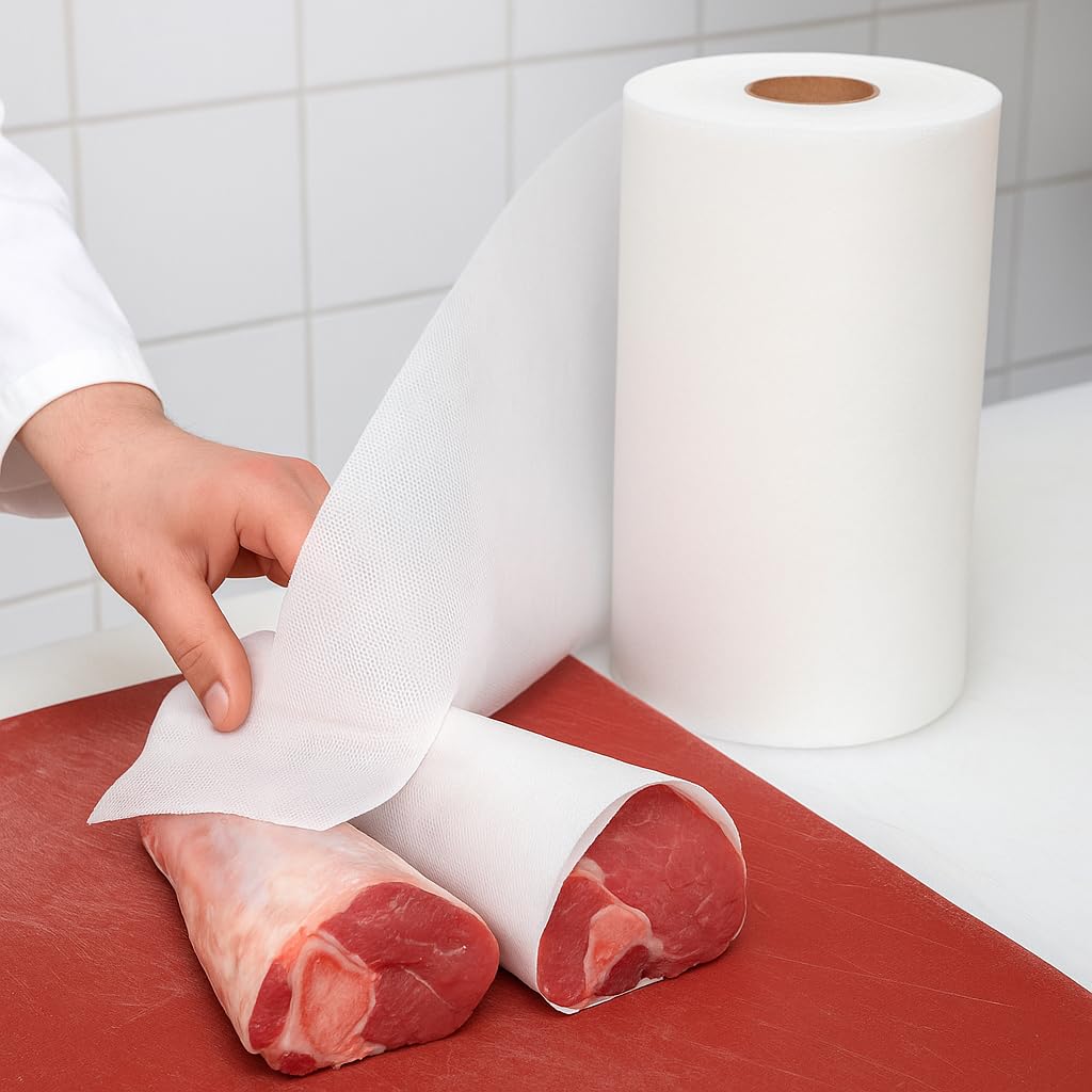 Rollo Protector de Hueso para Carnicería NW Blanco – Ancho 300 mm | 100 m | Bobina Resistente para Envolver Carne y Evitar Perforaciones | Ideal para Carniceros y Salas de Despiece