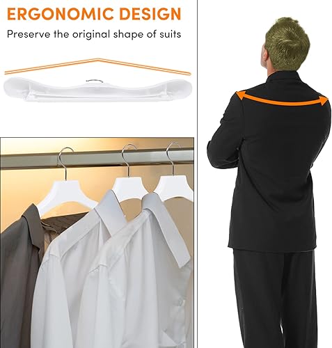Miniatura 4 de DEDU Perchas de plástico extra anchas para traje de hombro para hombre paquete de 20 ganchos de ancho de 173 pulgadas perchas blancas para suéter