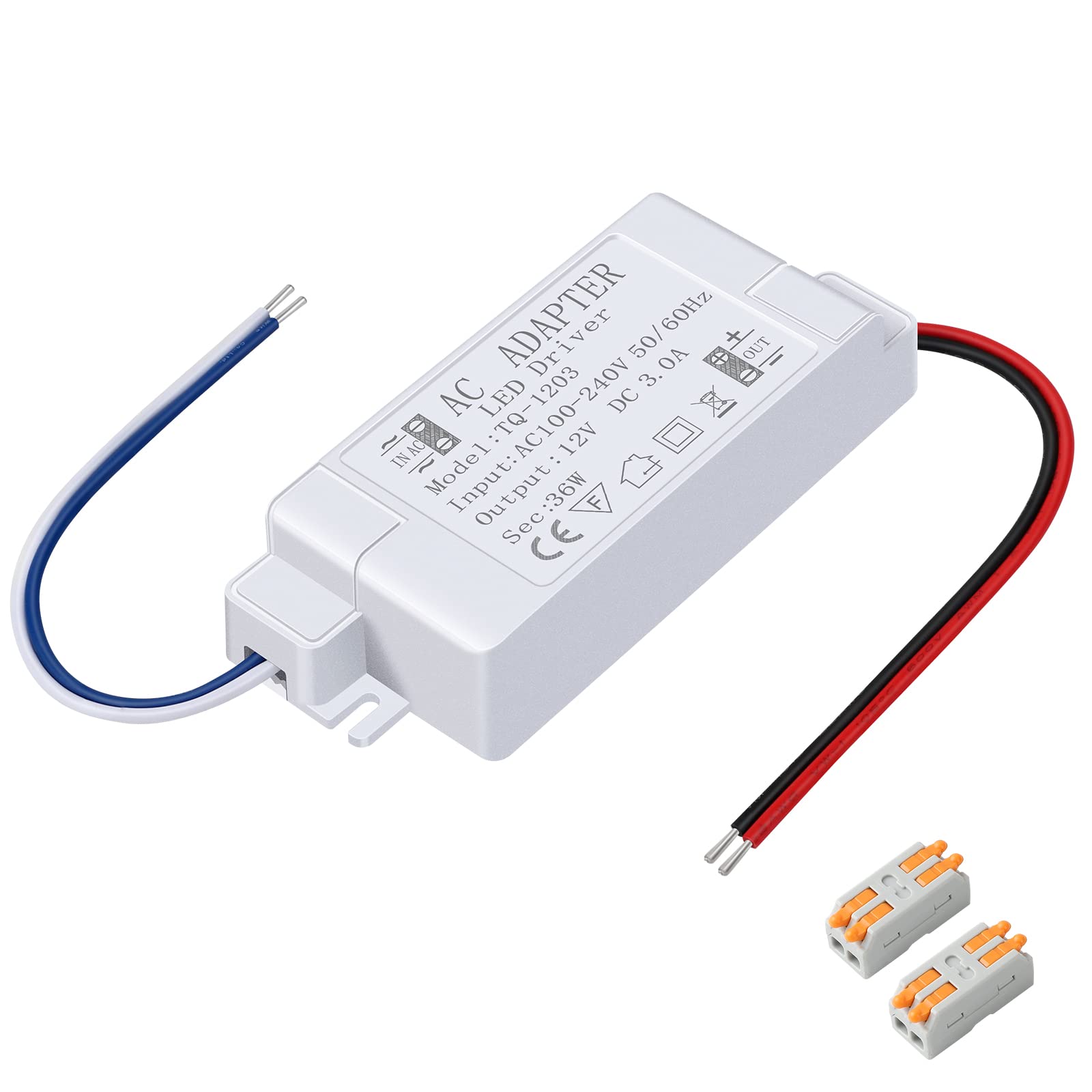 LED Power Supply 12V LED Driver 36W 3A 110V AC to 12V DC Converter for LED Strip, Spotlight Cabinet Lights, and Indoor Lighting