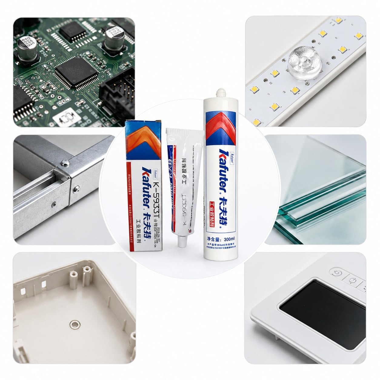 VIDOO Kafuter K-5933T Płynny Cement do Złączy, Niekorozyjny Mastyks Utwardzany Wilgocią do Ram Wyświetlaczy Optoelektronicznych - 300ml